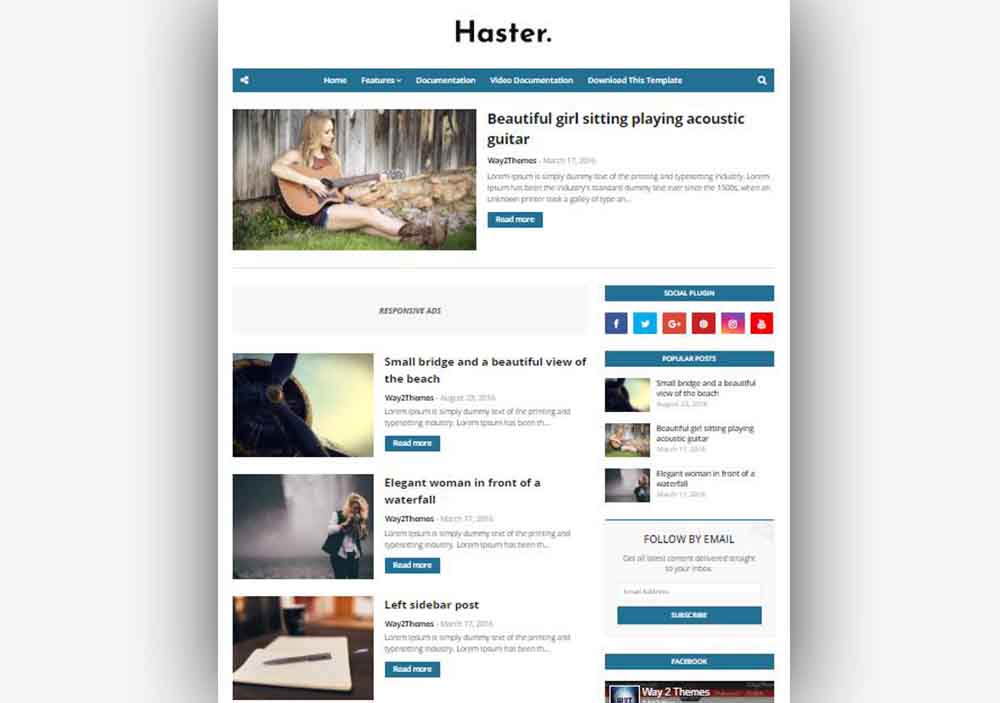 Huster Blogger Template Free Responsive Theme